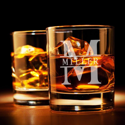Ashcroft Custom Whiskey Gifts for Men 12pc with Personalized Decanter Set and Whiskey Stones