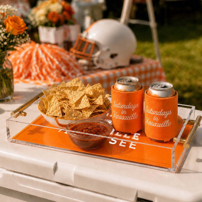 College Football Acrylic Serving Tray w/ Gold Handles