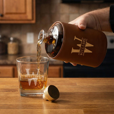 Crawford Leather Whiskey Decanter - Rutherford Glasses