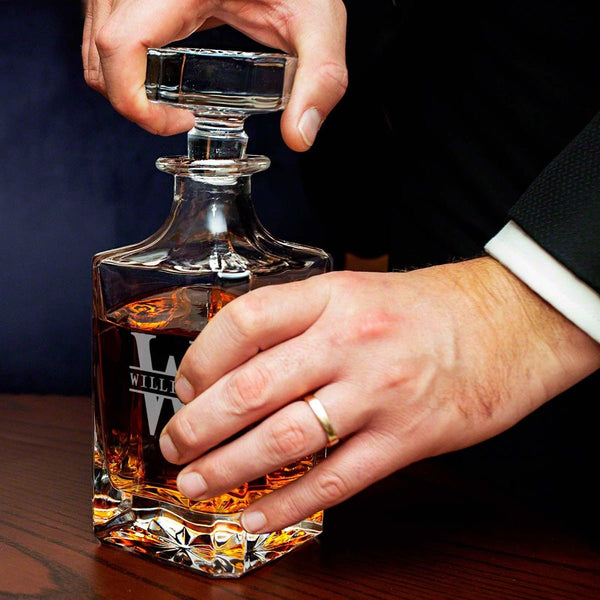 Custom Carson Decanter Set with Square Rocks Glasses