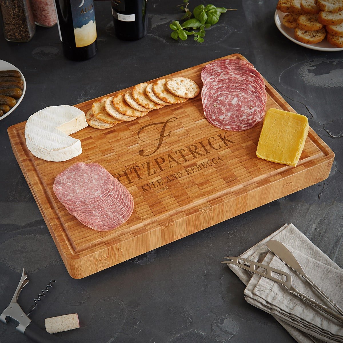 Custom End Grain XL 18x12x2 Cutting Board w Juice Grove