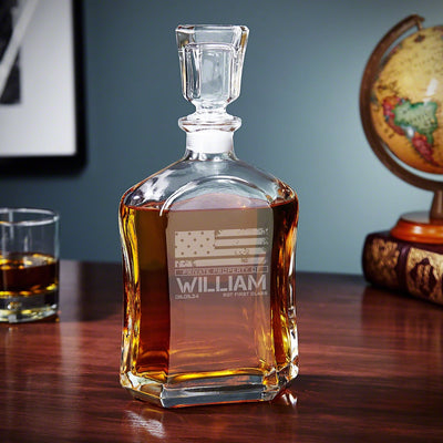 Personalized Argos Decanter Box Set with Bryne Glasses Military Gift Idea