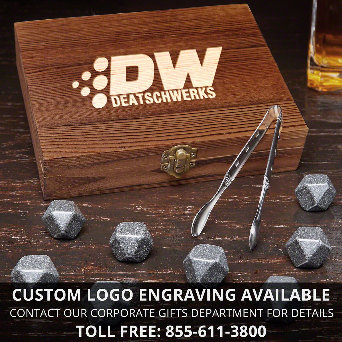 Personalized Black Onyx Twist Whiskey Gift Set