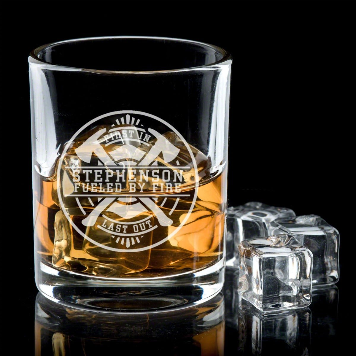 Personalized Decanter Set with Rocks Glasses Firefighter Gift Idea