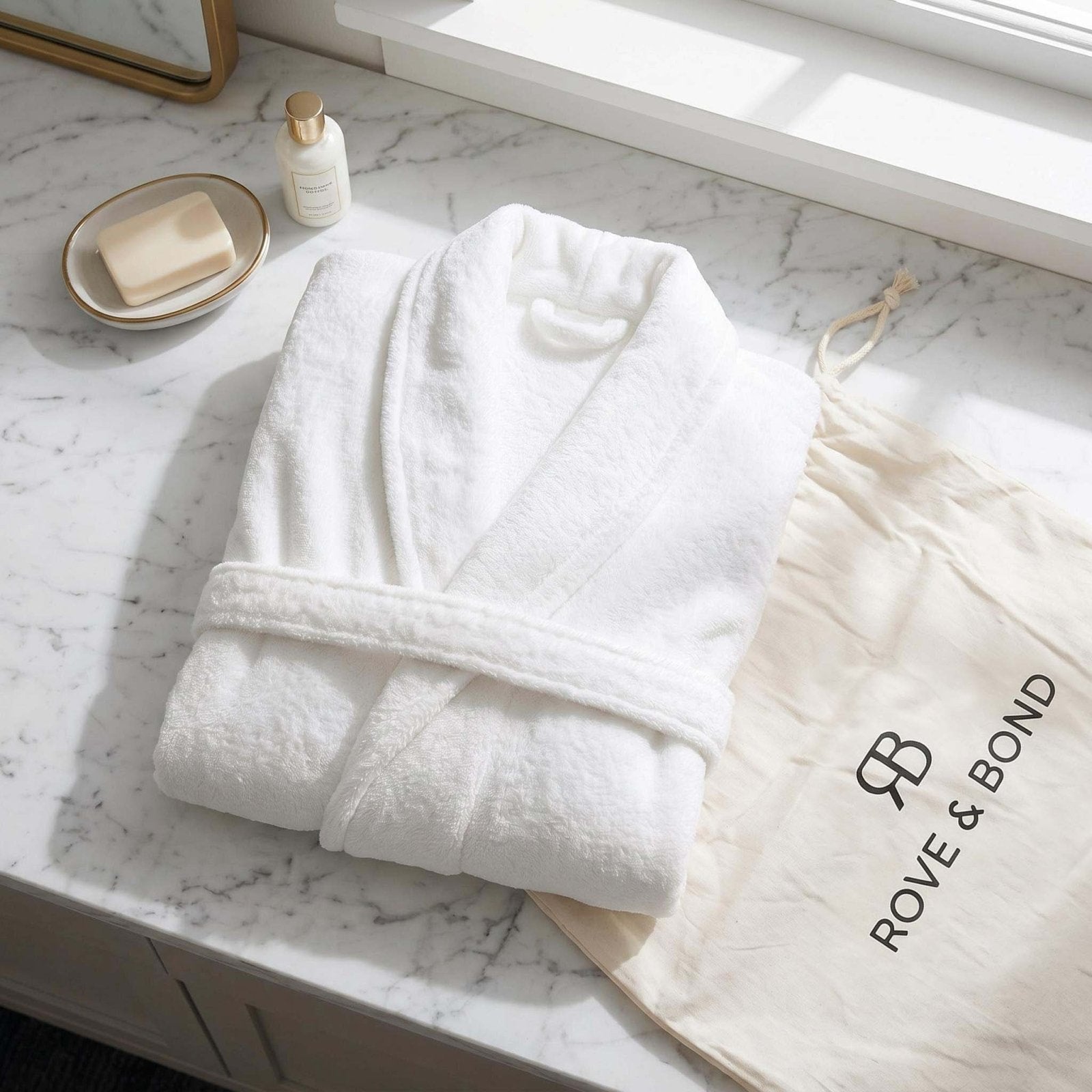 Personalized Rivera 100% Turkish Cotton Bath Robe - White