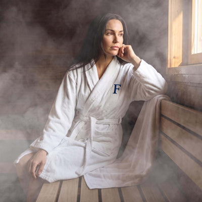 Personalized Rivera 100% Turkish Cotton Bath Robe - White