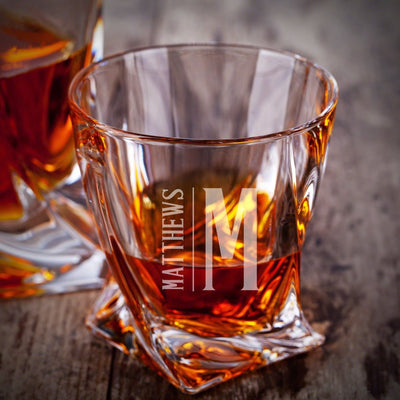 Personalized Vicente Twist Decanter Set with Whiskey Glasses