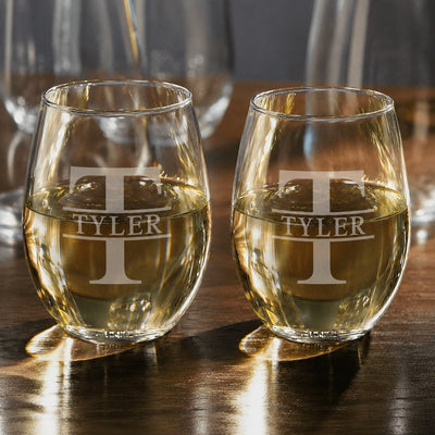 Stemless Custom Engraved Wine Glasses