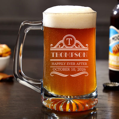 Thatcher Personalized Beer Mug Gift Set in Wood Box