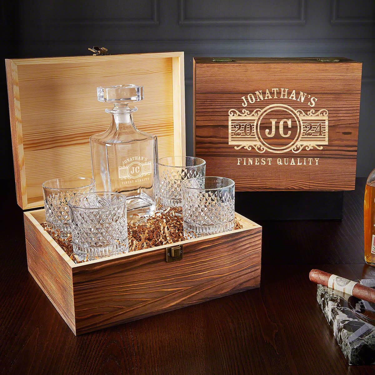 Truman Crystal Whiskey Glass Set Personalized