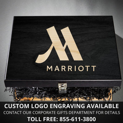 Twist Custom Bourbon Decanter Set with Snacks - Black Ebony Box 11pc