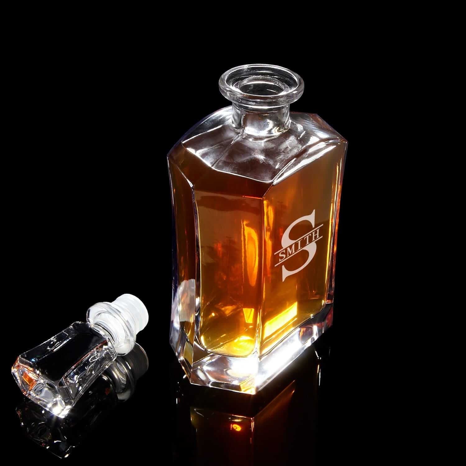 Ashcroft Custom Whiskey Gifts for Men 12pc with Personalized Decanter Set and Whiskey Stones