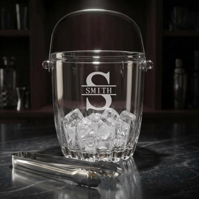 Calvera Monogrammed Chill Tabletop Glass Ice Bucket w/ Tongs (33 oz)