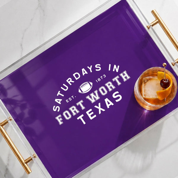 College Football Acrylic Serving Tray w/ Gold Handles