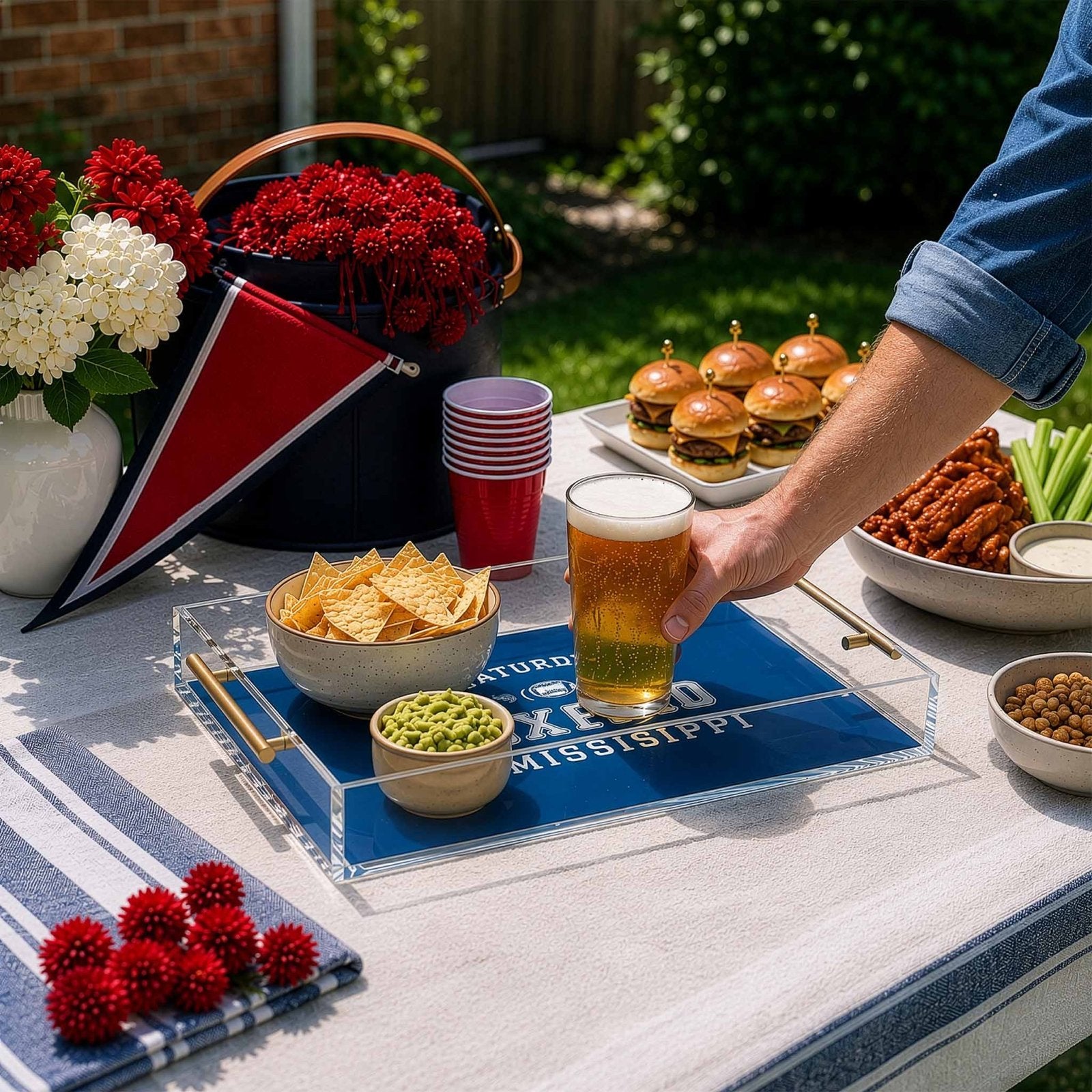 College Football Acrylic Serving Tray w/ Gold Handles