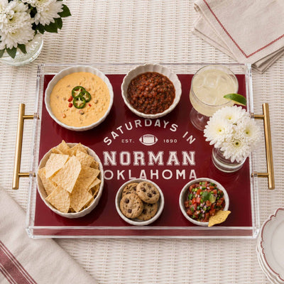 College Football Acrylic Serving Tray w/ Gold Handles