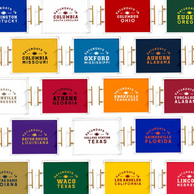 College Football Acrylic Serving Tray w/ Gold Handles