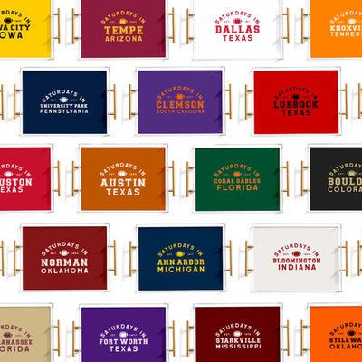 College Football Acrylic Serving Tray w/ Gold Handles