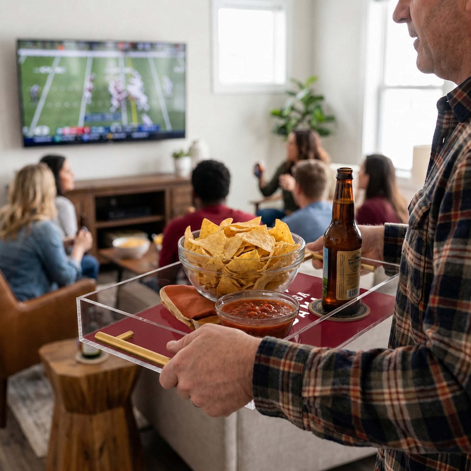 College Football Acrylic Serving Tray w/ Gold Handles