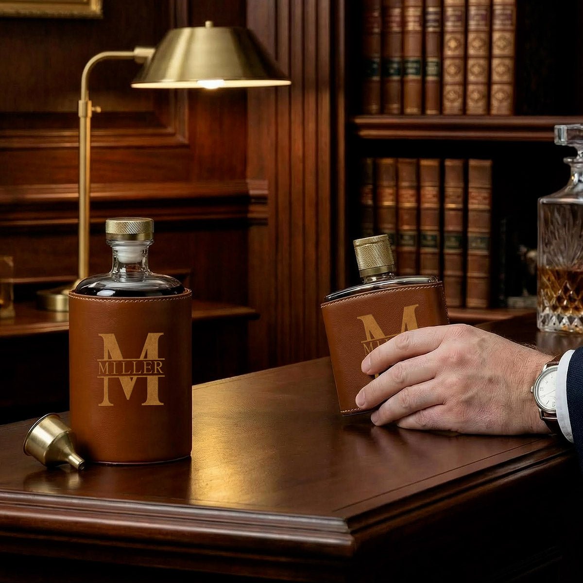 Crawford Leather Whiskey Decanter - Rutherford Glasses