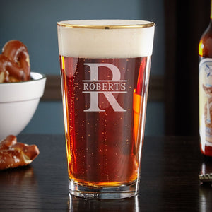 One Gold Rim Pint Glasses