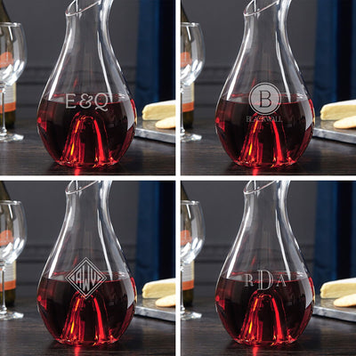 Monogrammed Wine Decanter Set w Stemless Glasses
