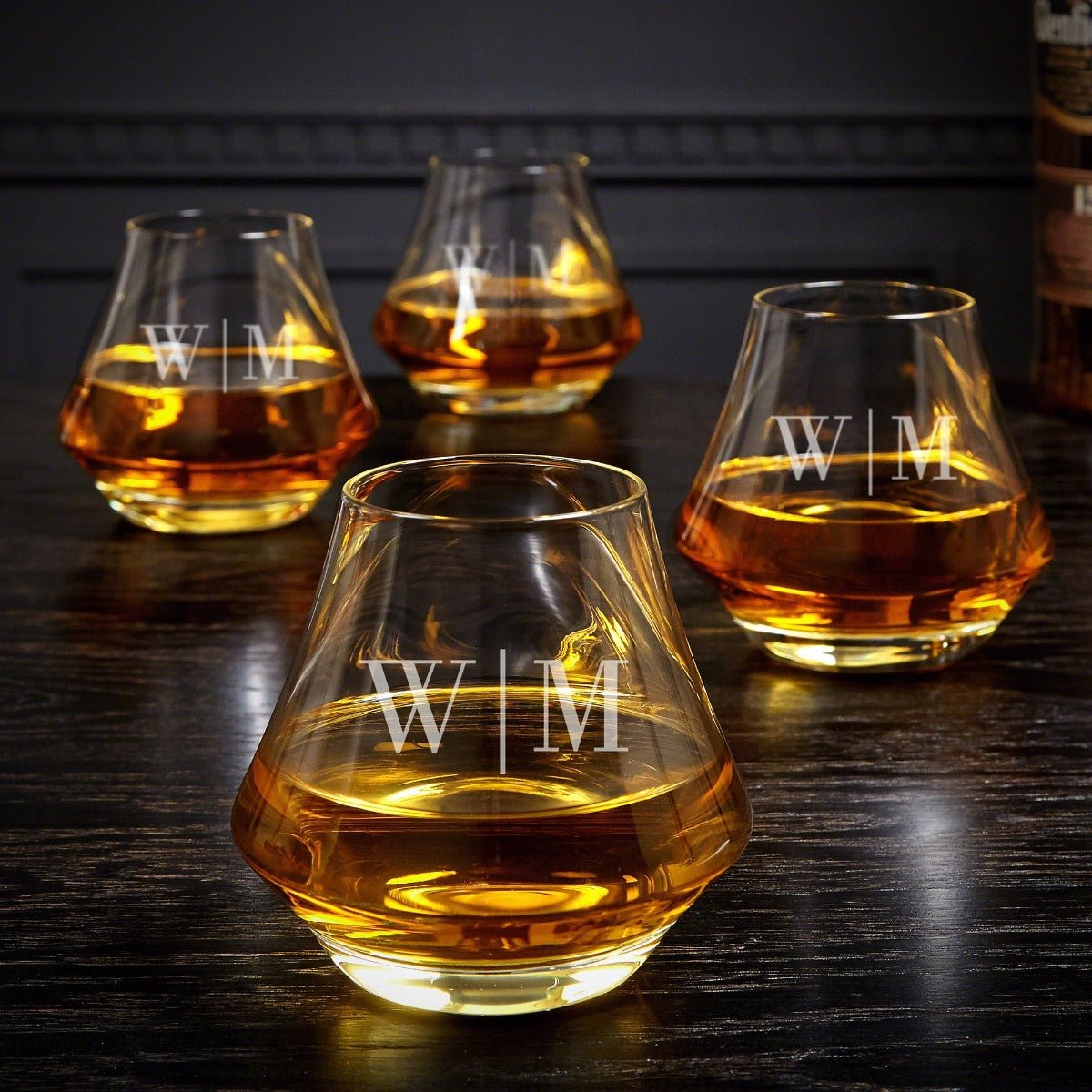 Personalized Dimera Bourbon Glasses and Decanter Set - Ebony Black Box