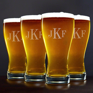 Four Pilsner Glasses - Monogram