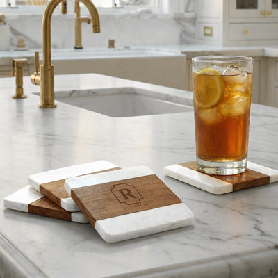 Winslow Custom Marble Coaster Set of 4, White